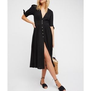 Free People Love of my Life Midi Dress Black Medium